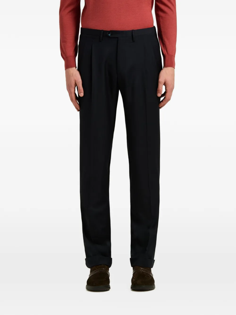Kiton double-breasted wool suit Blauw