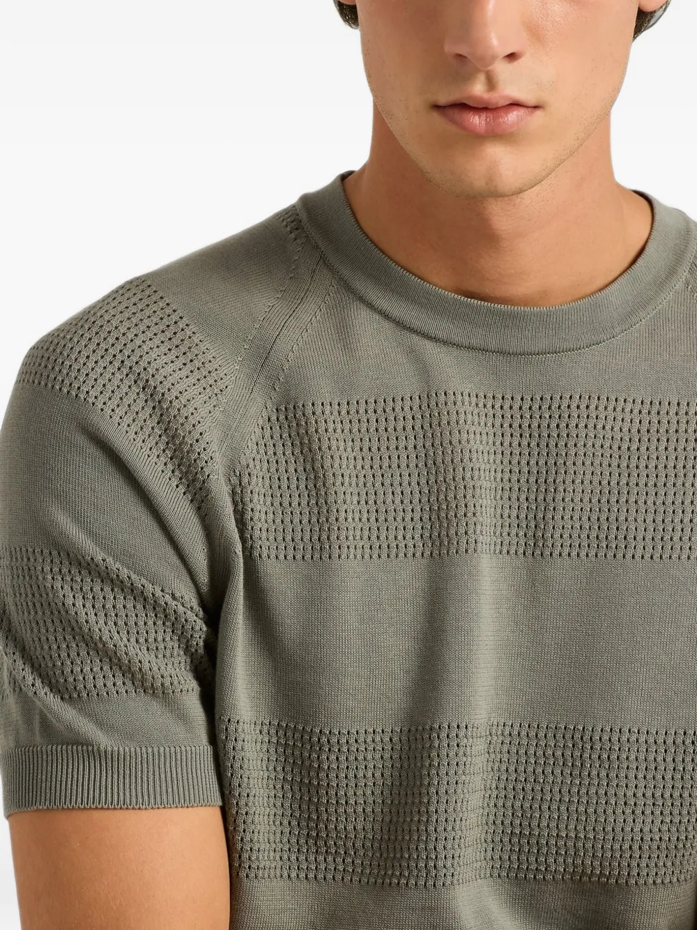 Kiton openwork-stripe t-shirt Grijs