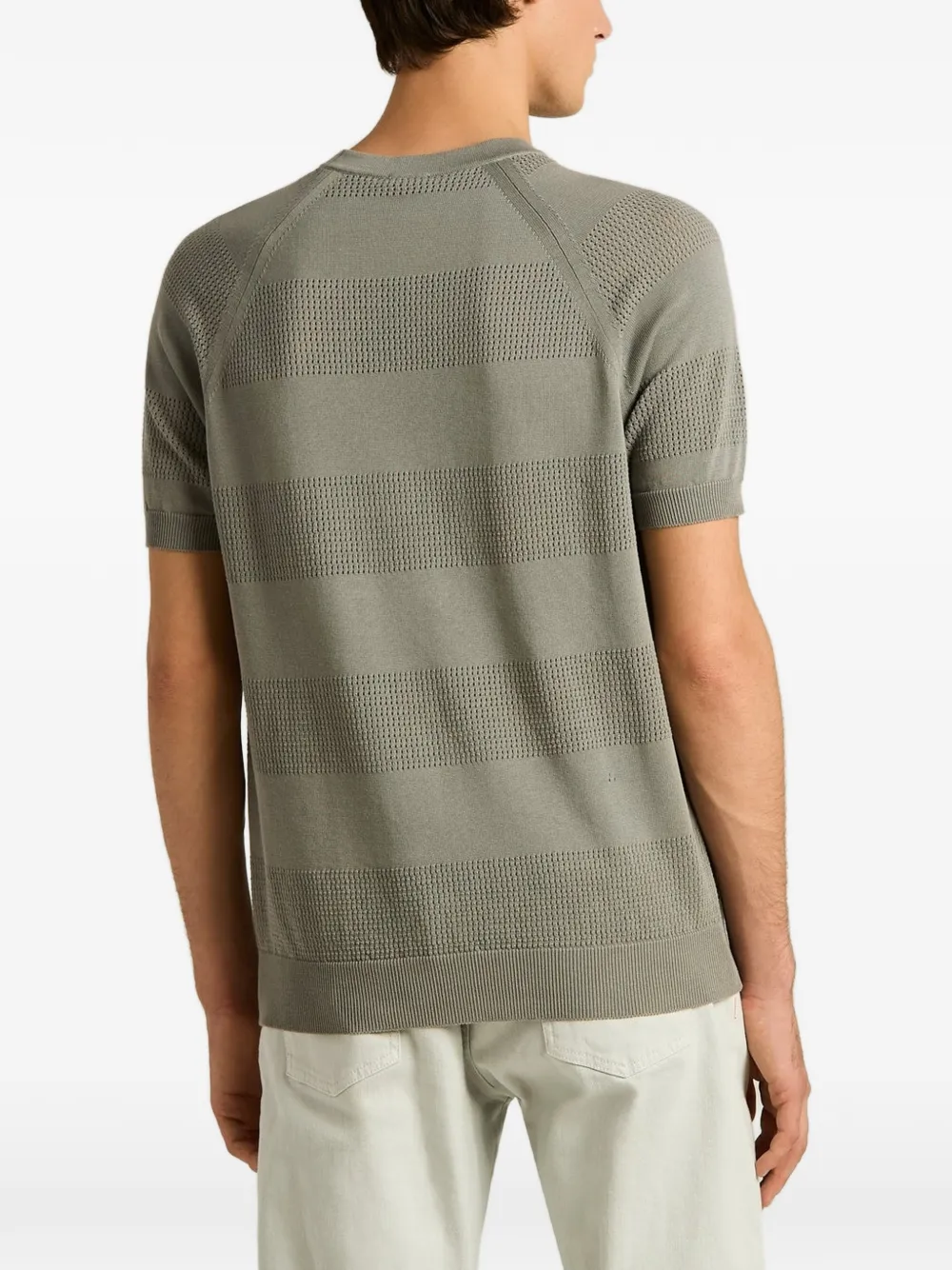 Kiton openwork-stripe t-shirt Grijs