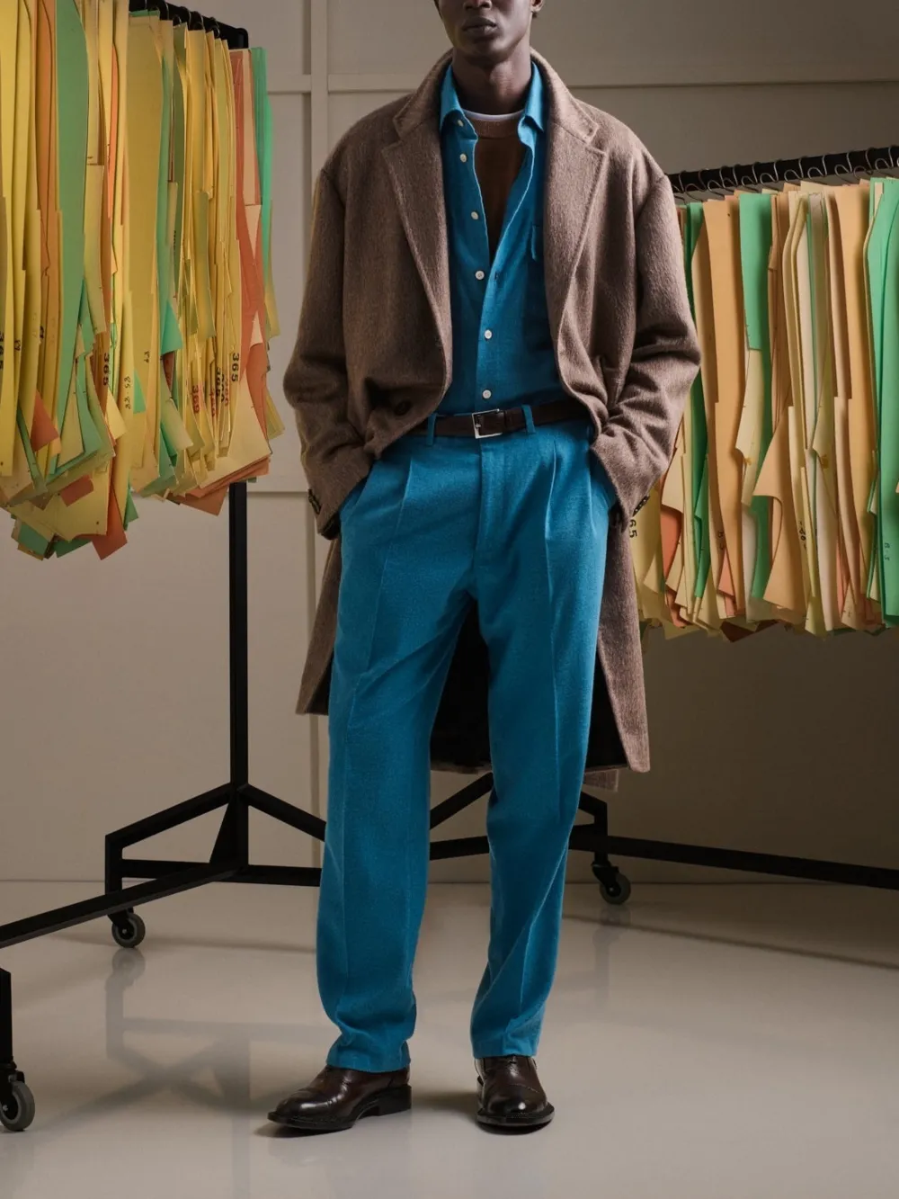 Kiton Mantel met enkele rij knopen Bruin