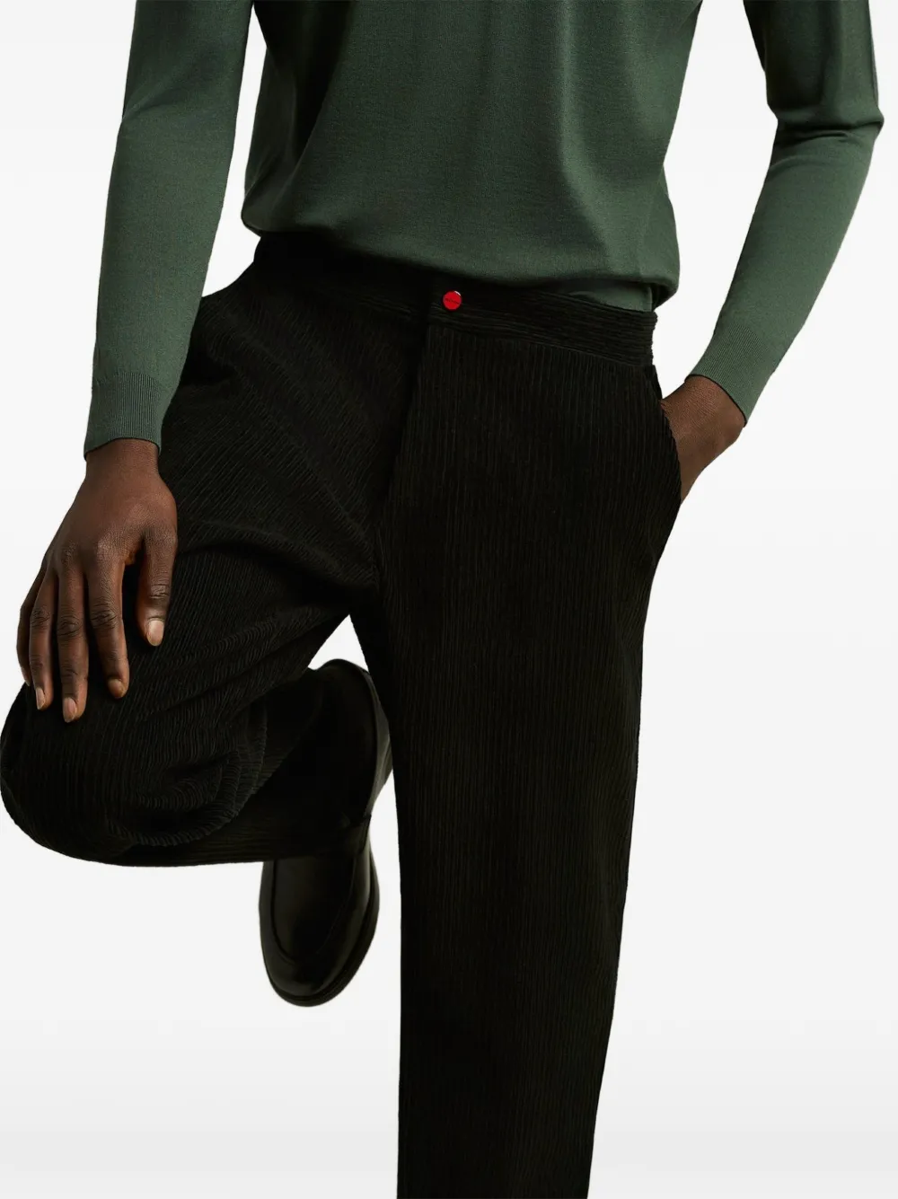 Kiton Ribfluwelen broek Zwart