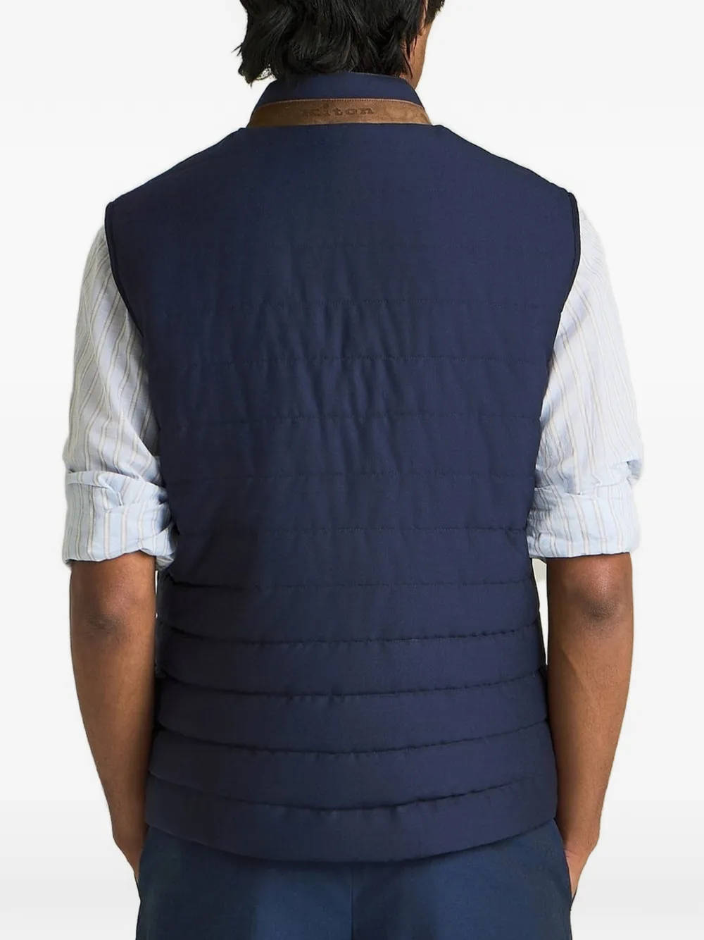 Kiton quilted wool gilet Blauw