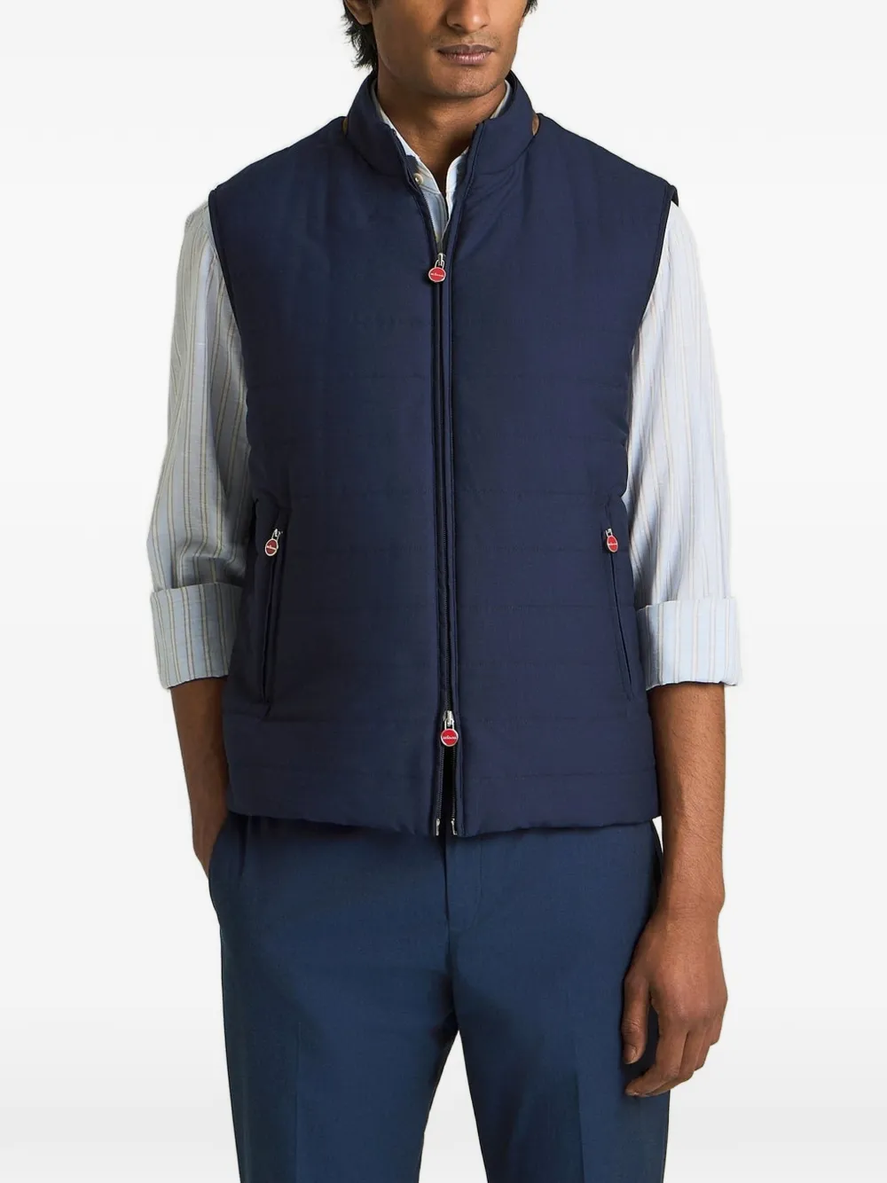 Kiton quilted wool gilet Blauw