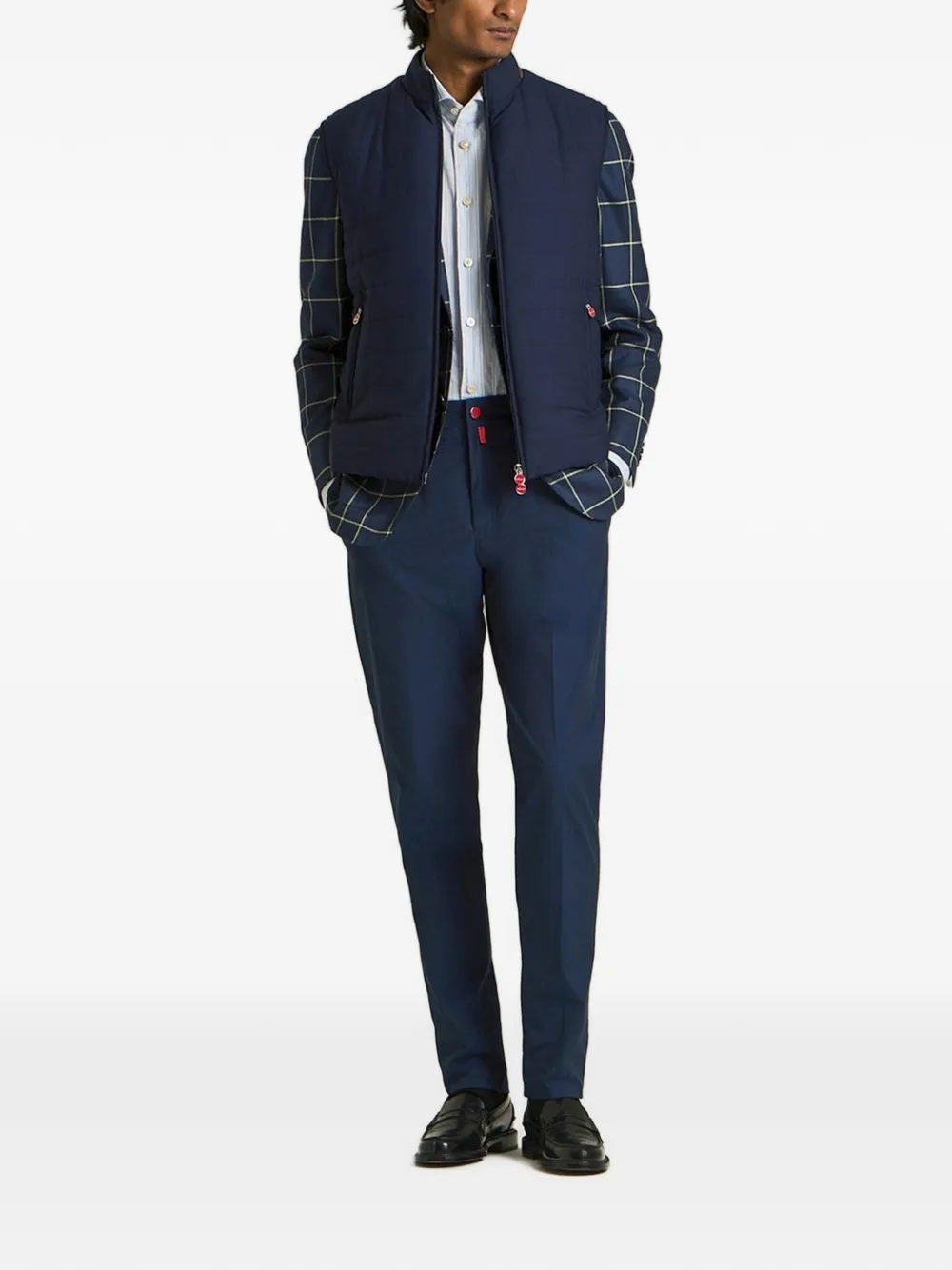 Kiton quilted wool gilet Blauw