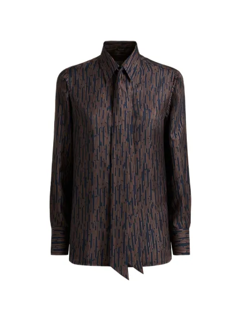 Kiton printed tie-neck shirt