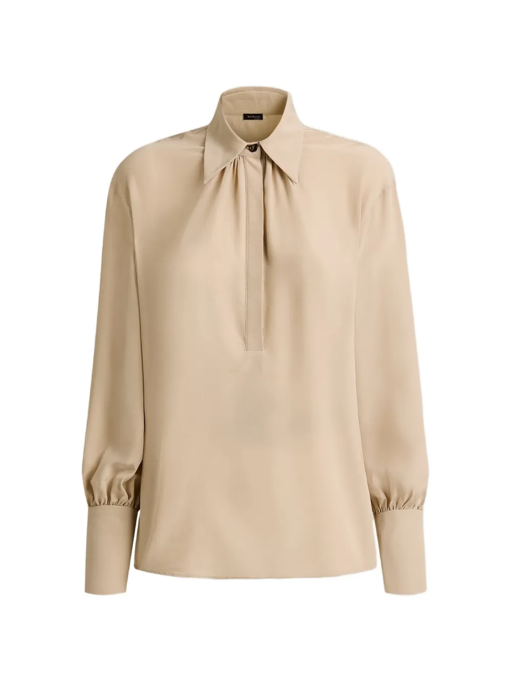 Kiton Zijden blouse met knoopkraag Beige