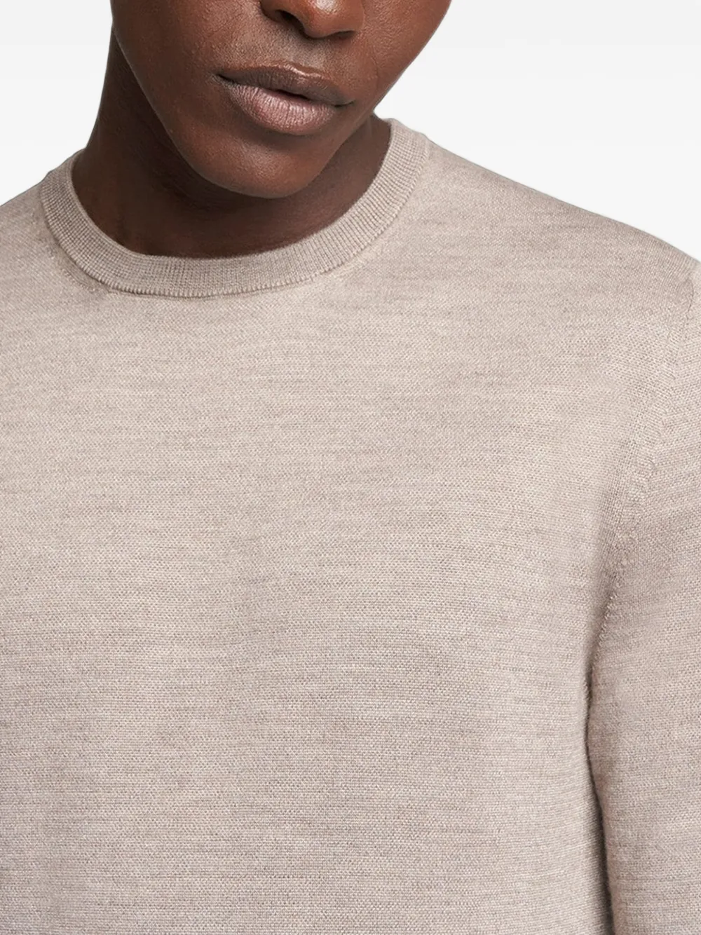 Kiton crew-neck stocking-stitch sweater Beige