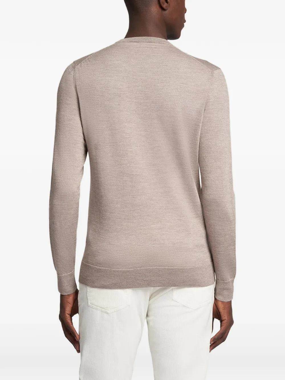 Kiton crew-neck stocking-stitch sweater Beige