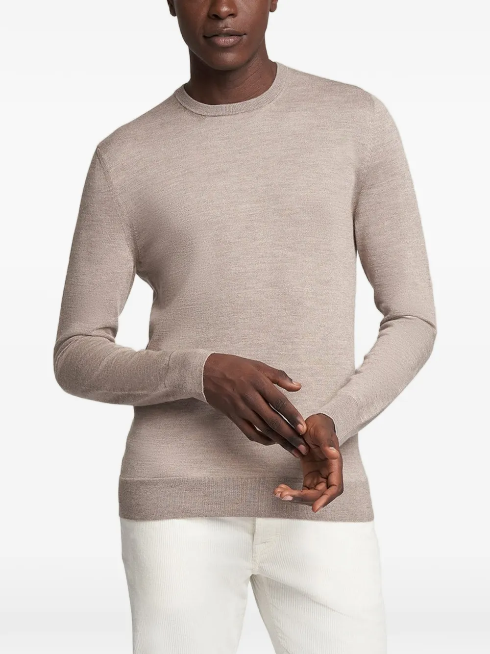 Kiton crew-neck stocking-stitch sweater Beige