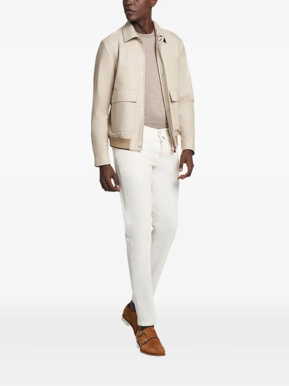 Kiton crew-neck stocking-stitch sweater Beige