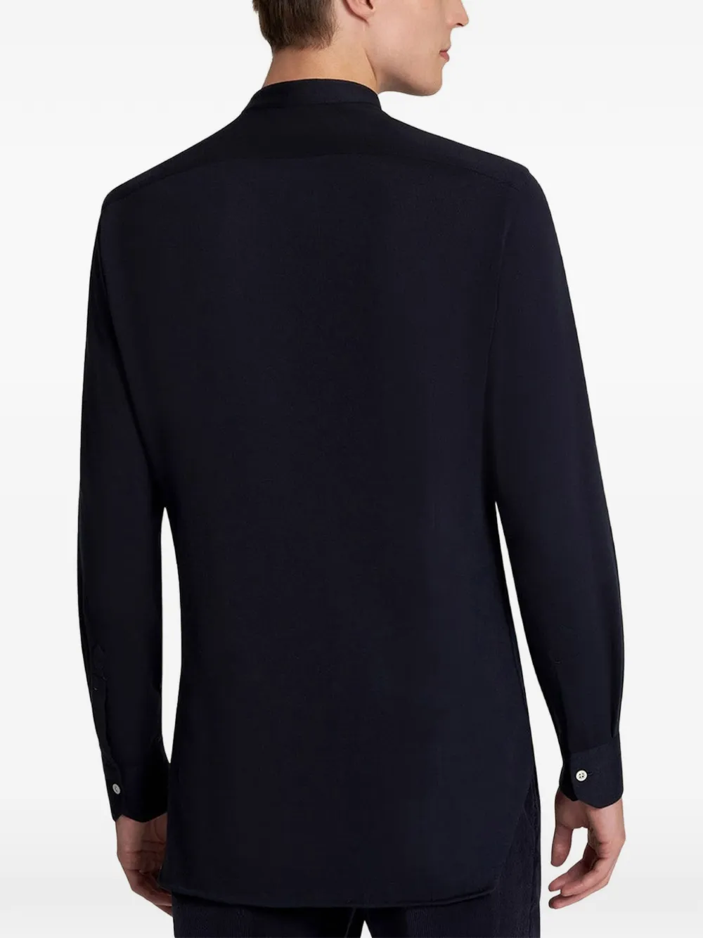Kiton mandarin-collar shirt Blauw