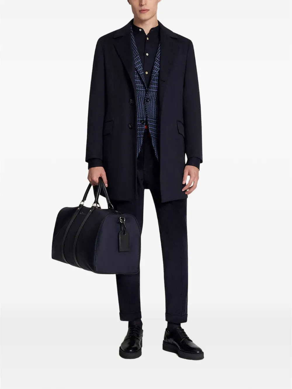 Kiton mandarin-collar shirt Blauw