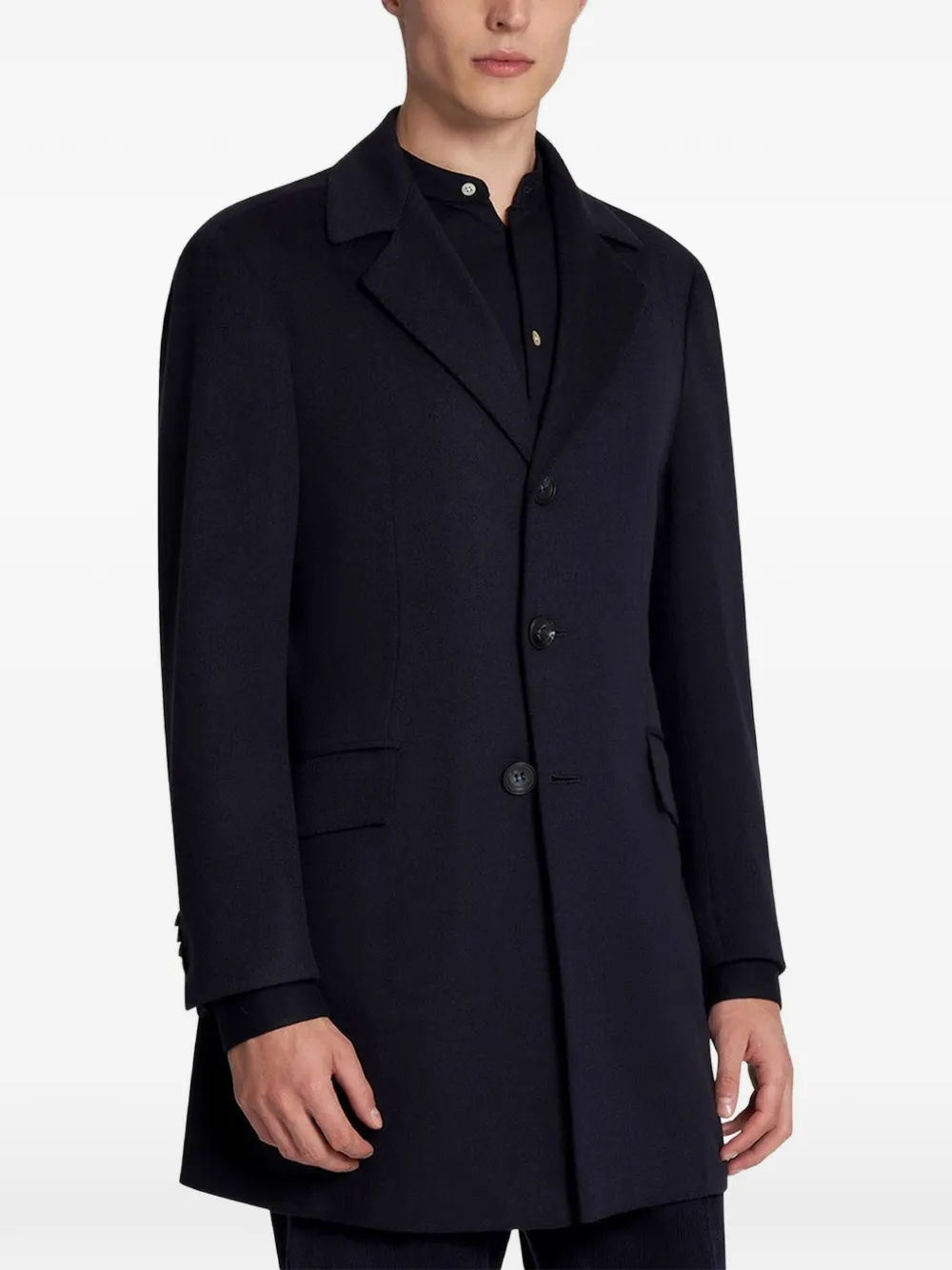 Kiton single-breasted cashmere-blend coat Blauw