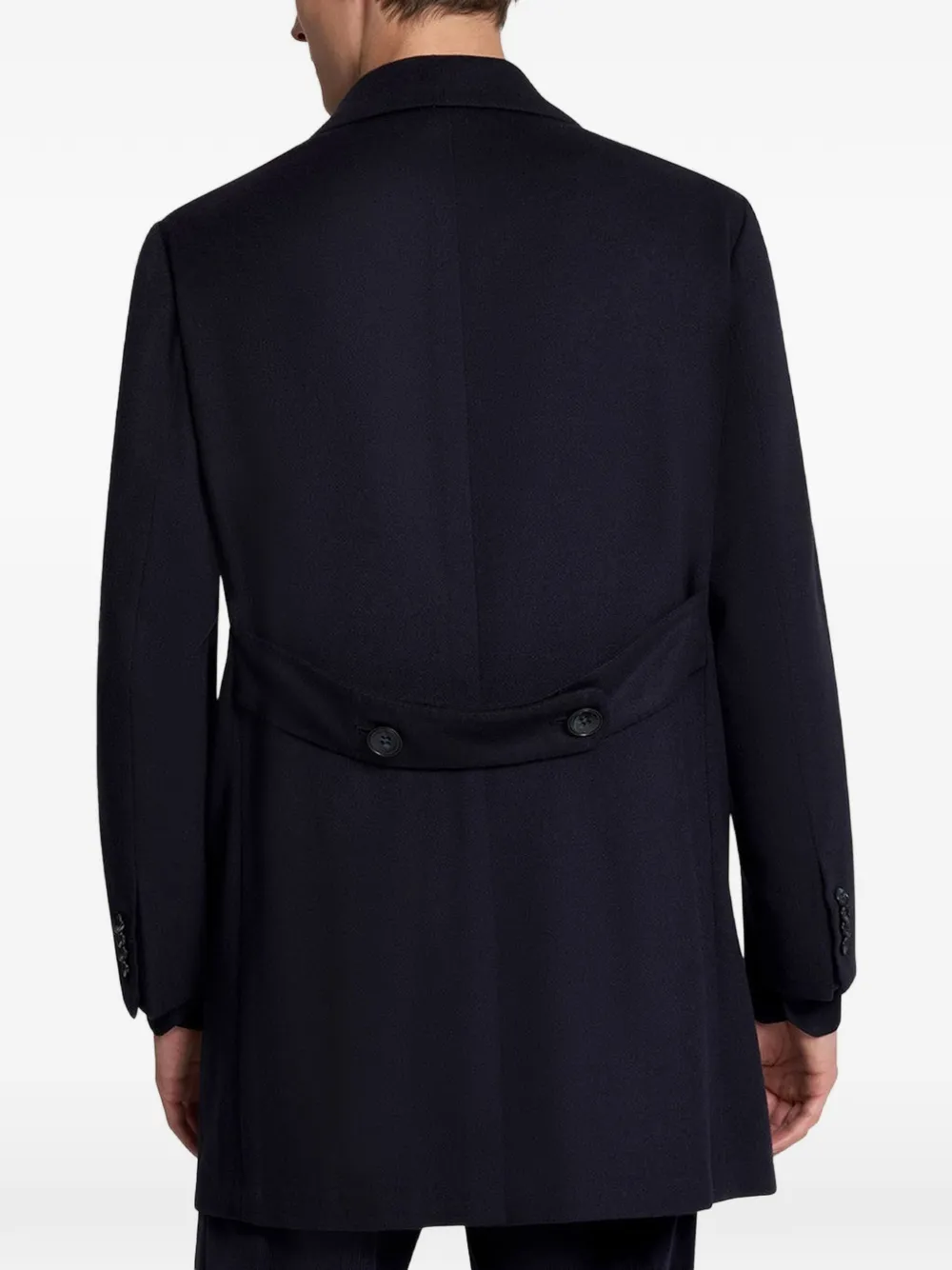 Kiton single-breasted cashmere-blend coat Blauw
