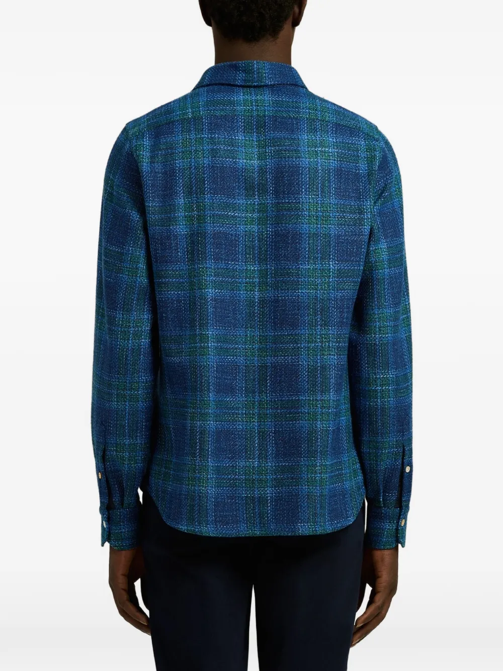 Kiton Geruit shirtjack met tartan-ruit Blauw