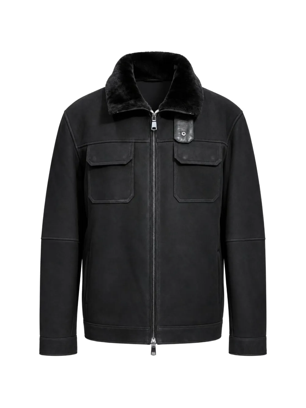 Poche Paris Shearling-collar Pocket-detail Jacket In Multi