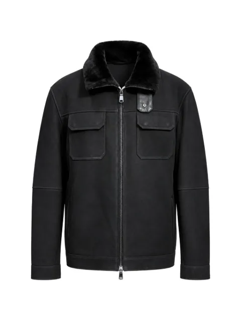 Poche Paris shearling-collar pocket-detail jacket
