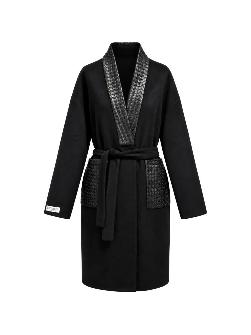 Poche Paris woven-trim belted coat - Nero