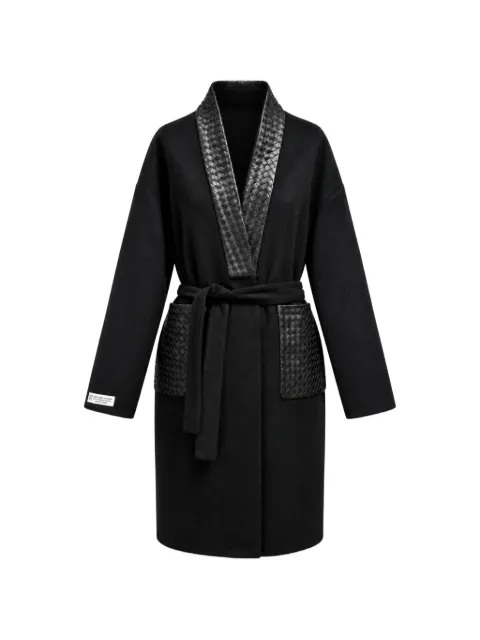 Poche Paris woven-trim belted coat