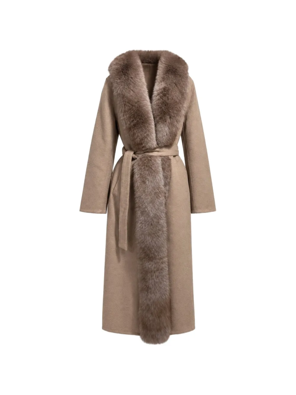 Poche Paris faux-fur trim belted coat - Toni neutri