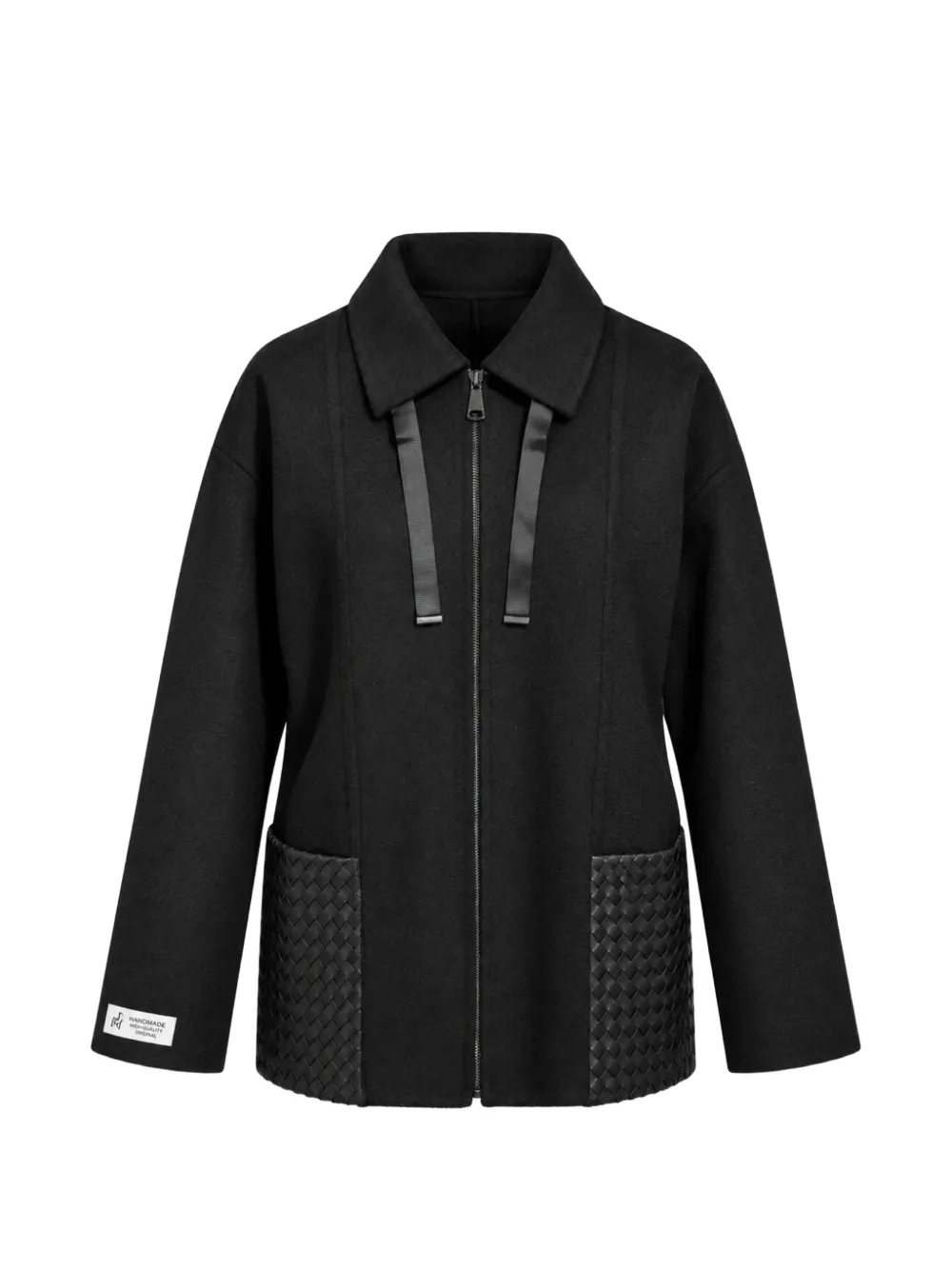 Poche Paris woven-panel zip-up jacket - Nero