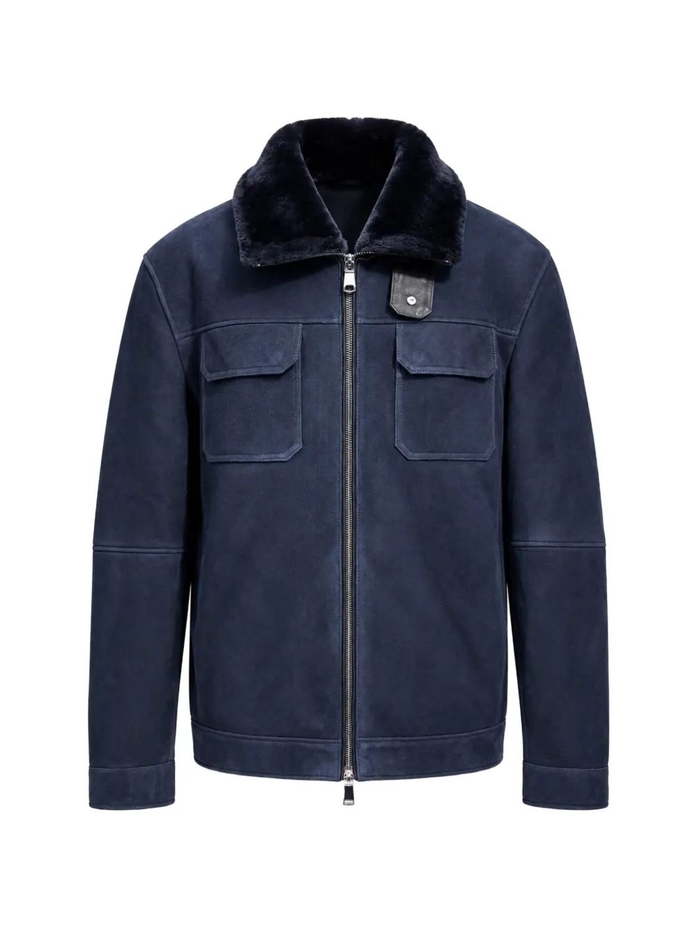 Poche Paris Shearling-collar Suede Jacket In Multi