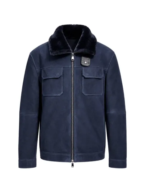 Poche Paris shearling-collar suede jacket
