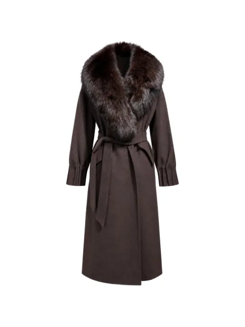 Poche Paris faux-fur collar belted coat