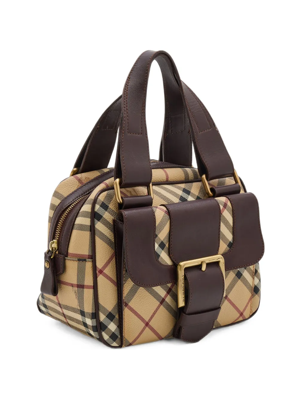 Burberry Pre-Owned sac à main Haymarket Check à détail de boucle - Tons neutres Burberry Pre-Owned sac à main Haymarket Check à détail de boucle - Tons neutres
