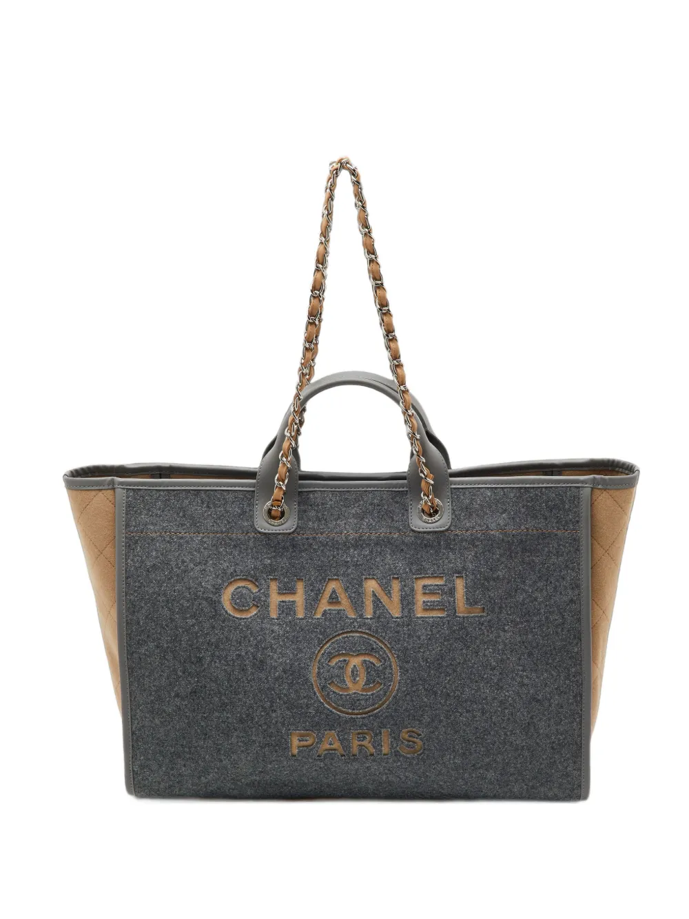 CHANEL Pre-Owned 2018 Deauville logo-patch tote bag - Grigio