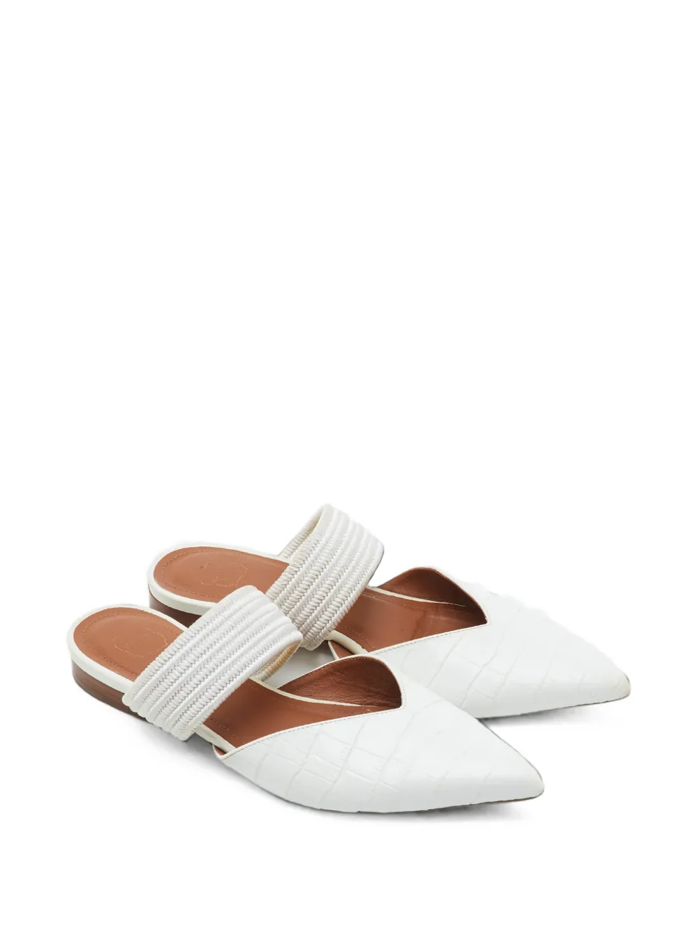 Malone Souliers Maisie croc-embossed mules - Bianco
