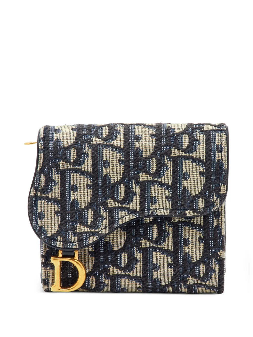 Christian Dior Pre-Owned 2022 Saddle Lotus Oblique jacquard wallet - Blau