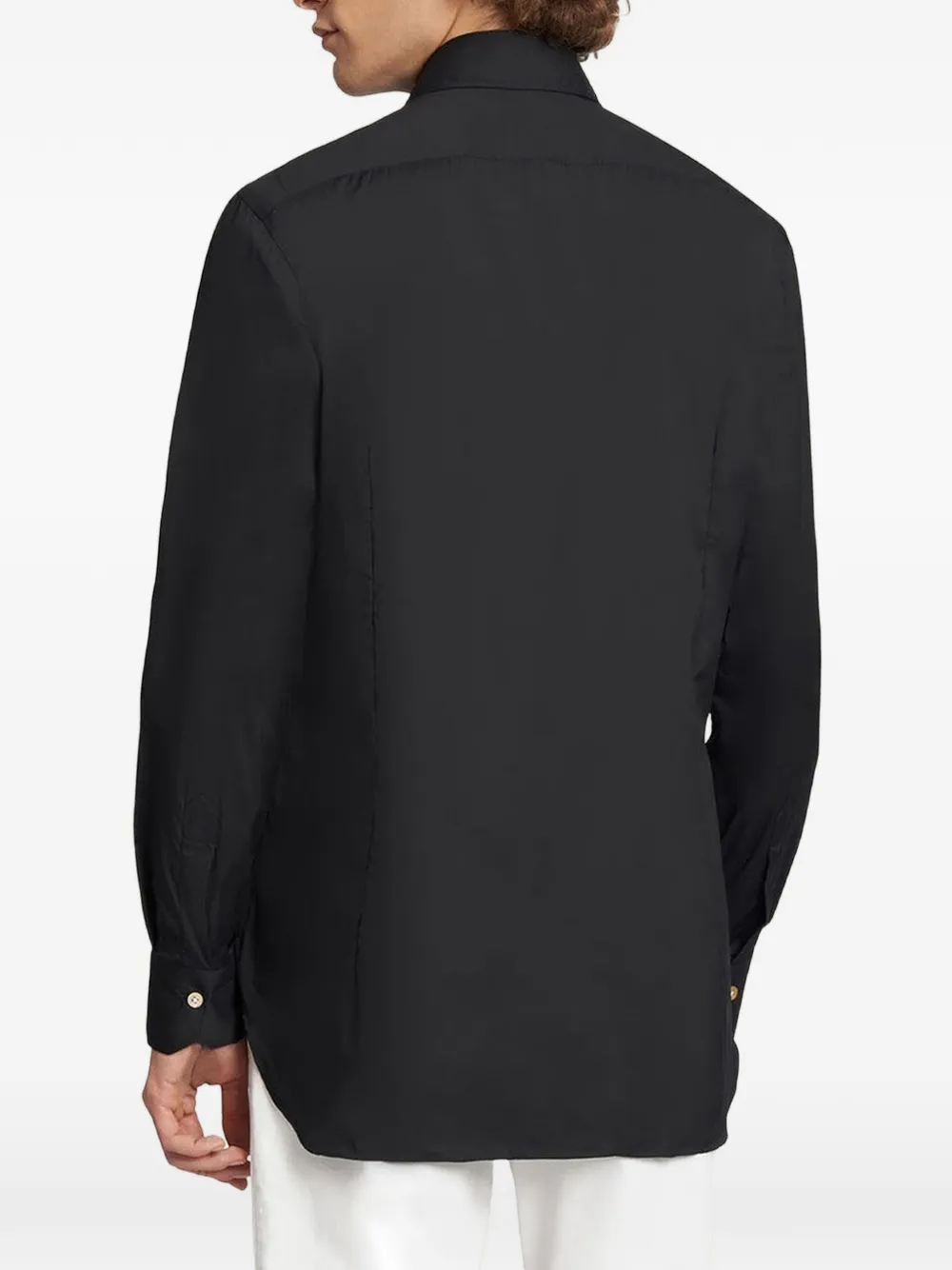 Kiton mother-of-pearl button shirt Zwart