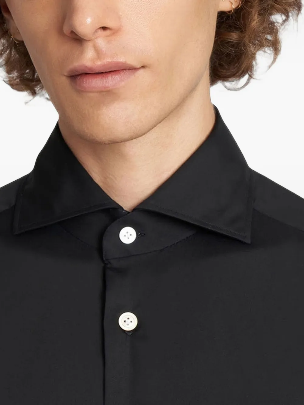 Kiton mother-of-pearl button shirt Zwart
