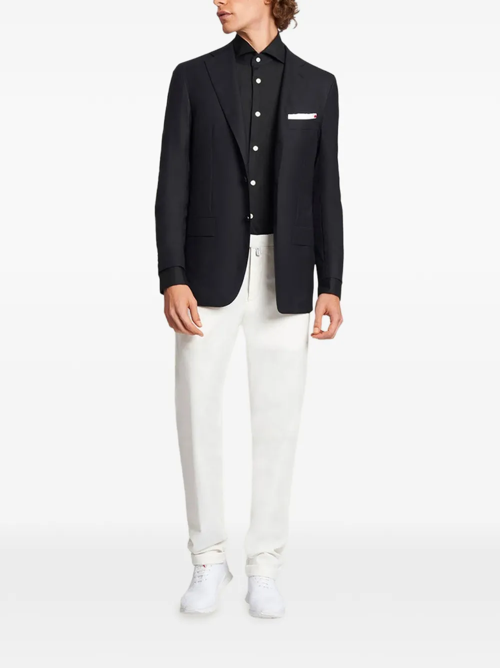 Kiton mother-of-pearl button shirt Zwart