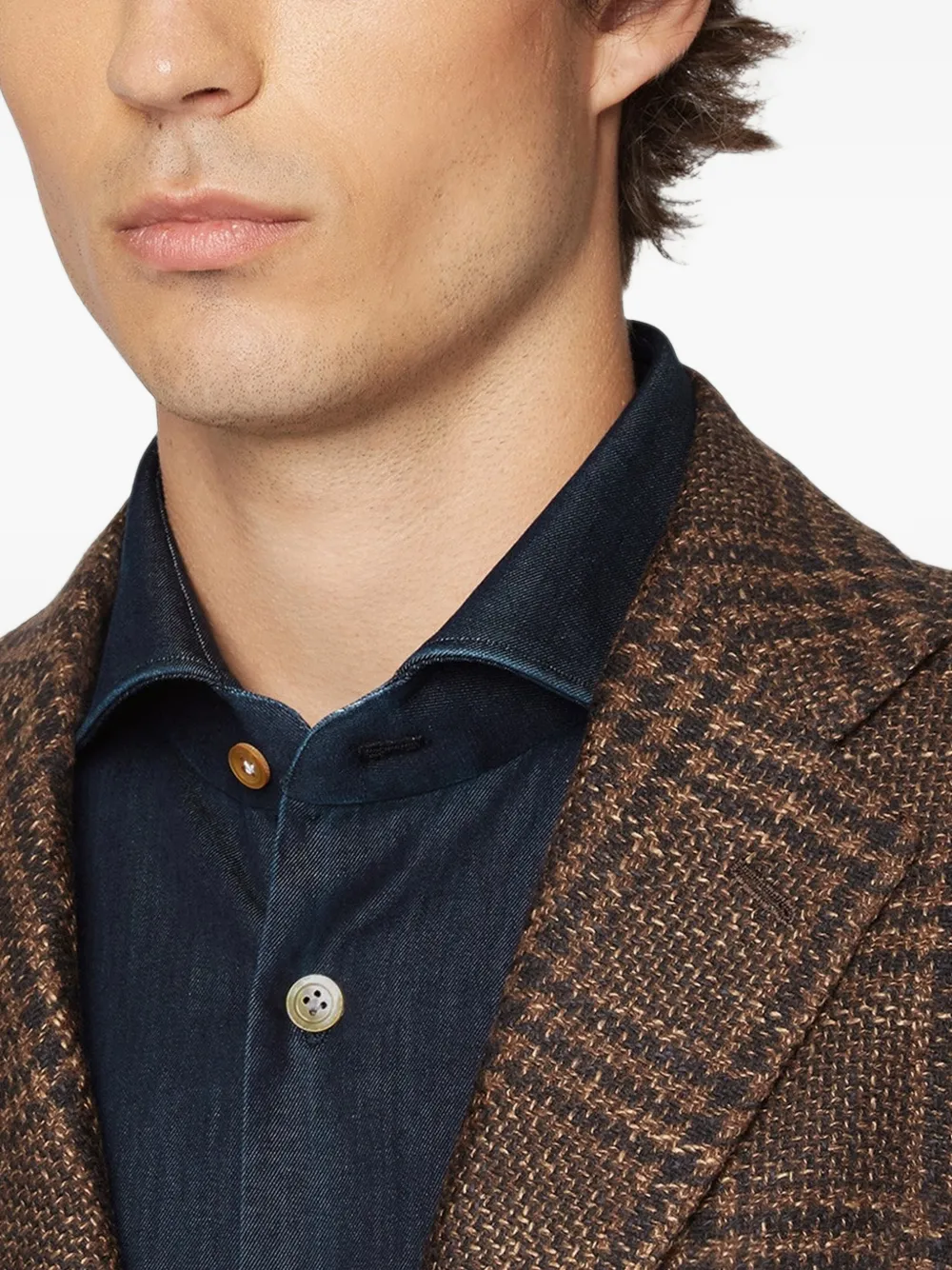 Kiton checked single-breasted jacket Bruin