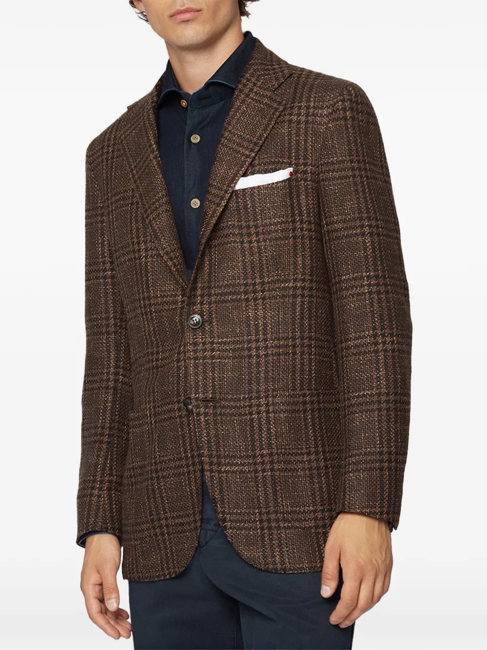Kiton checked single-breasted jacket Bruin