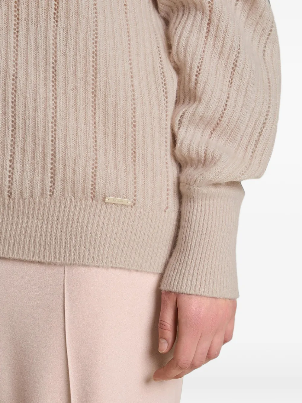 Kiton perforated ribbed-knit sweater Roze