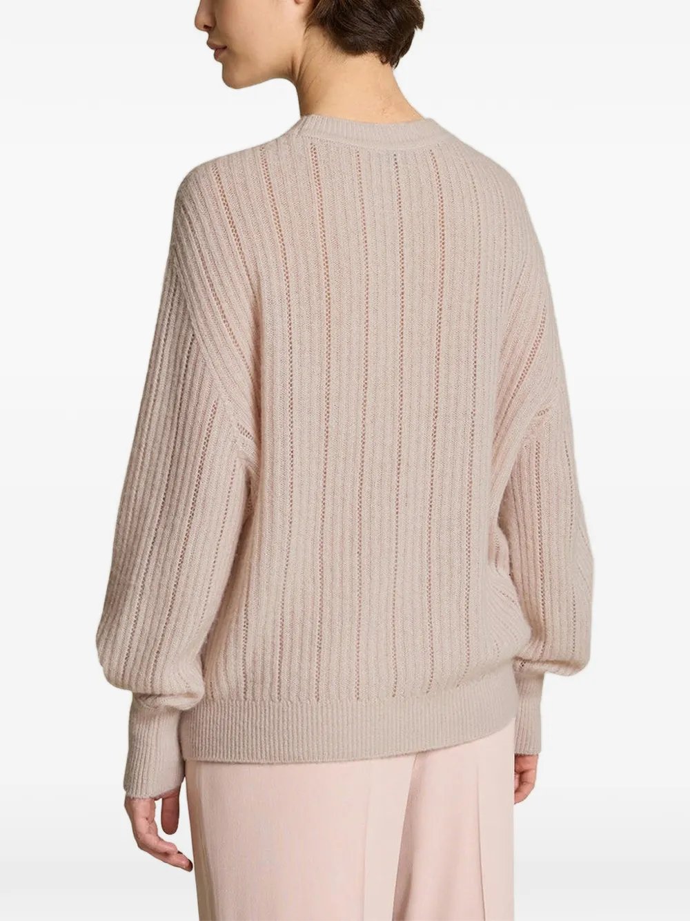 Kiton perforated ribbed-knit sweater Roze
