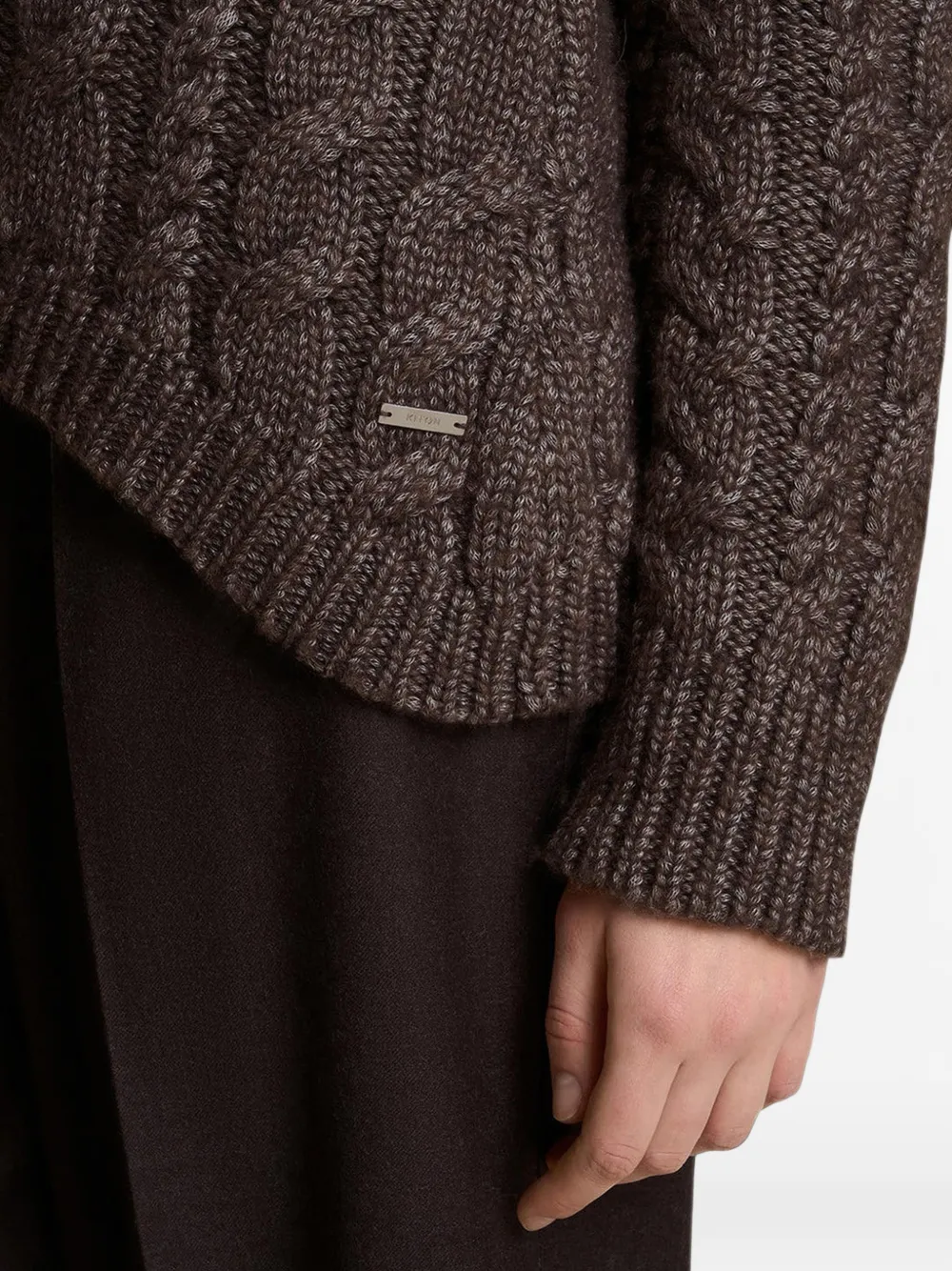 Kiton braid-knit asymmetric-hem sweater Bruin