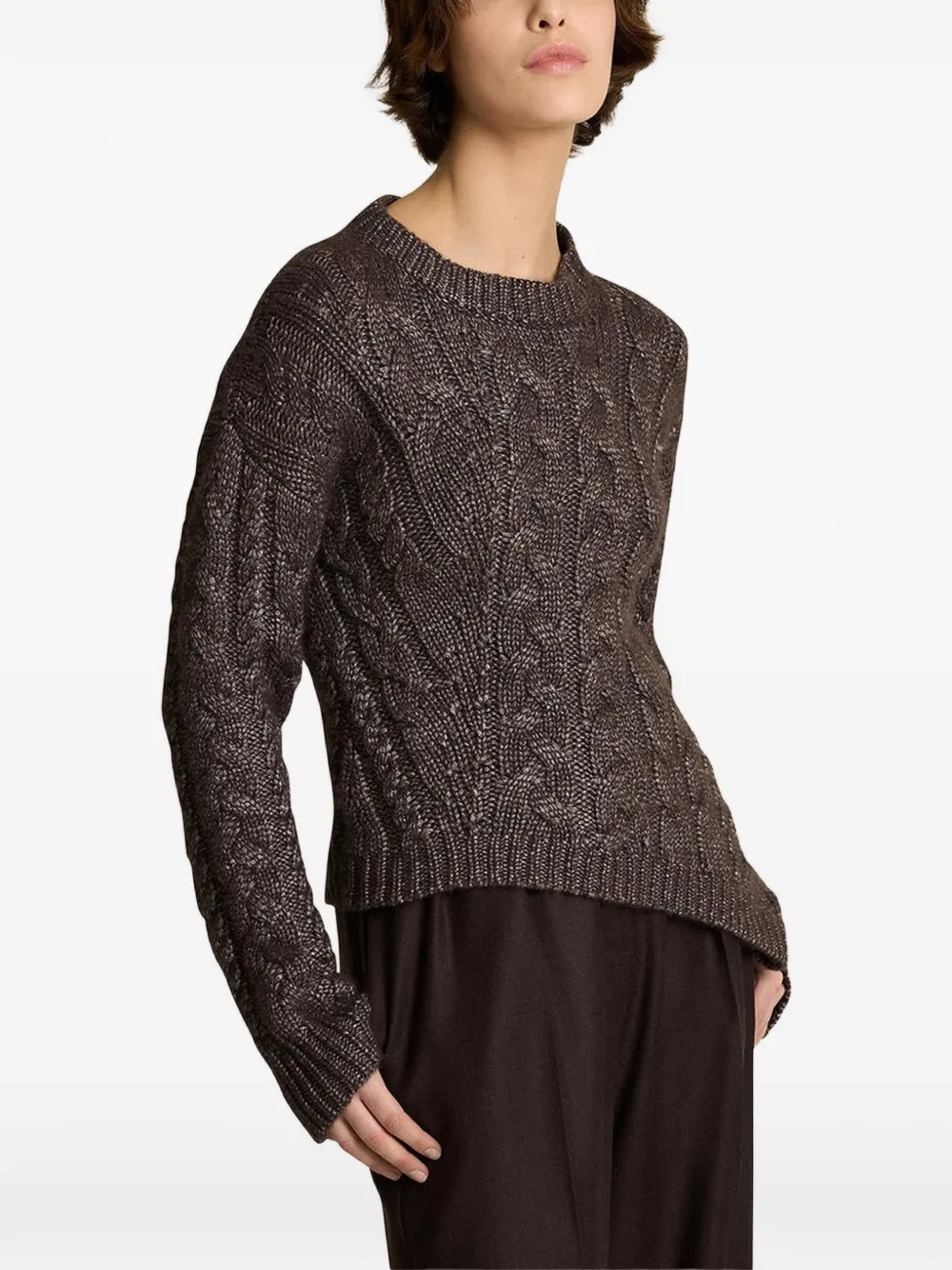 Kiton braid-knit asymmetric-hem sweater Bruin