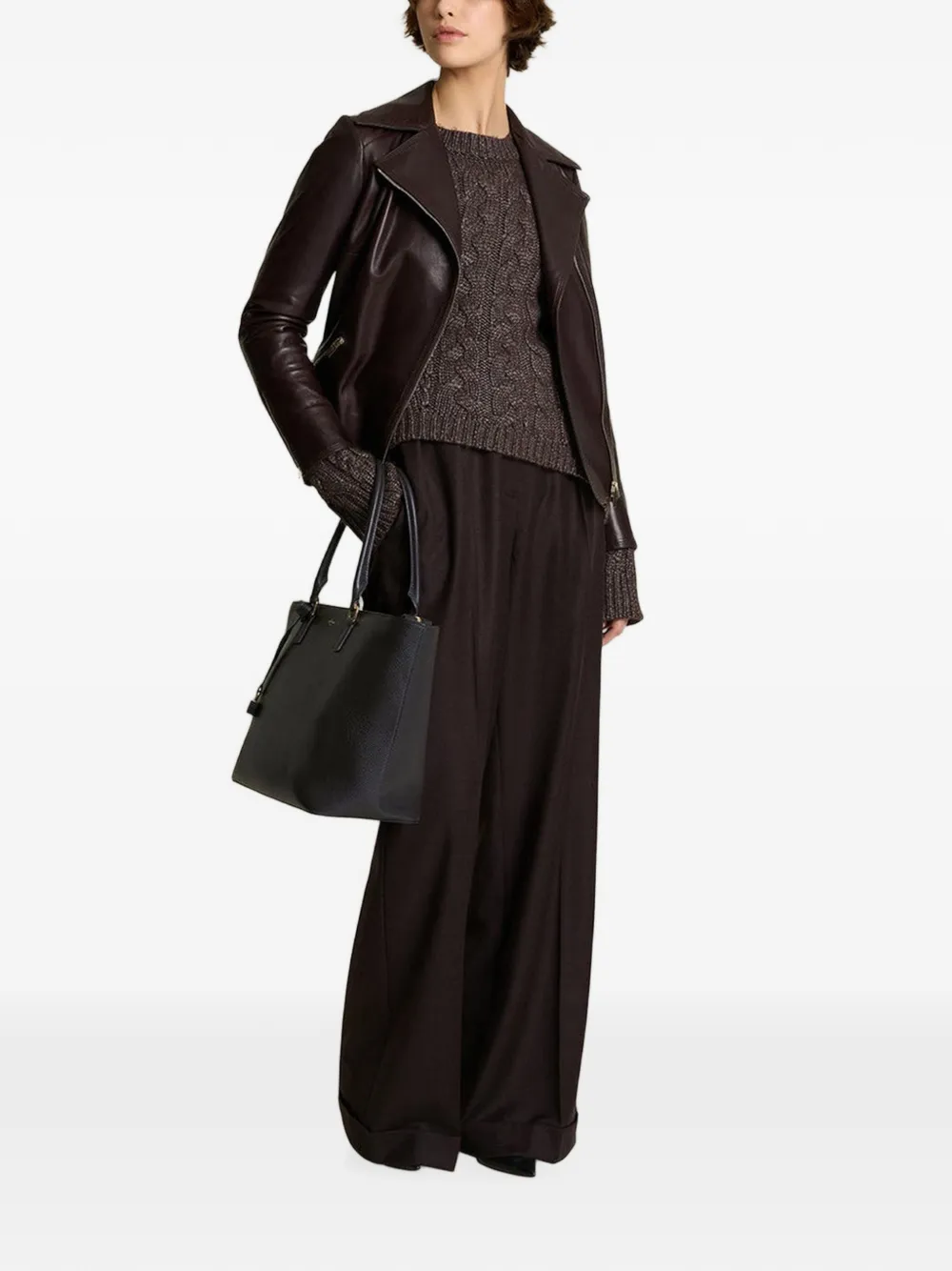Kiton braid-knit asymmetric-hem sweater Bruin