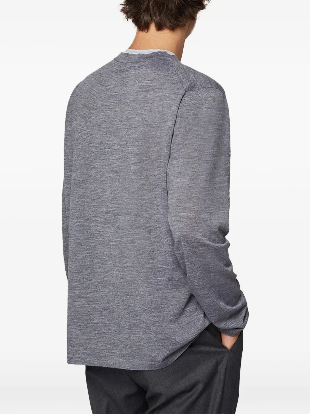 Kiton melange-knit wool T-shirt Grijs