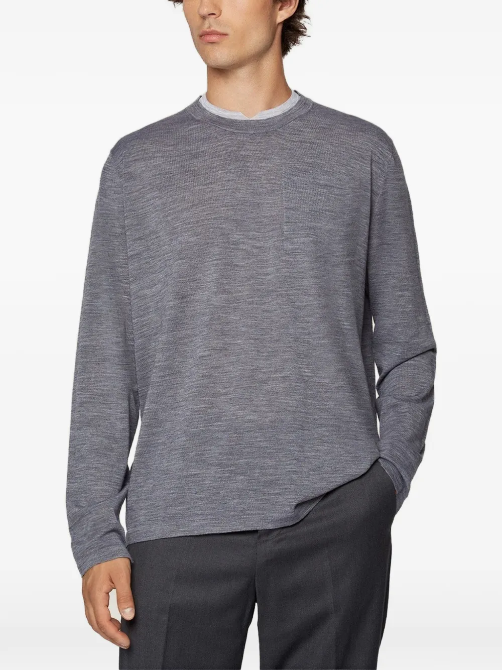 Kiton melange-knit wool T-shirt Grijs