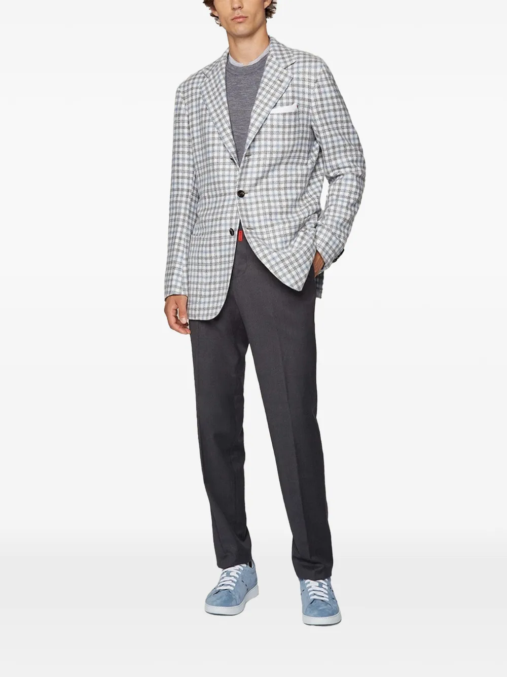 Kiton melange-knit wool T-shirt Grijs