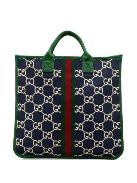 Gucci Pre-Owned Childrens GG 尼龙织带手提包（2016-2026年典藏款）