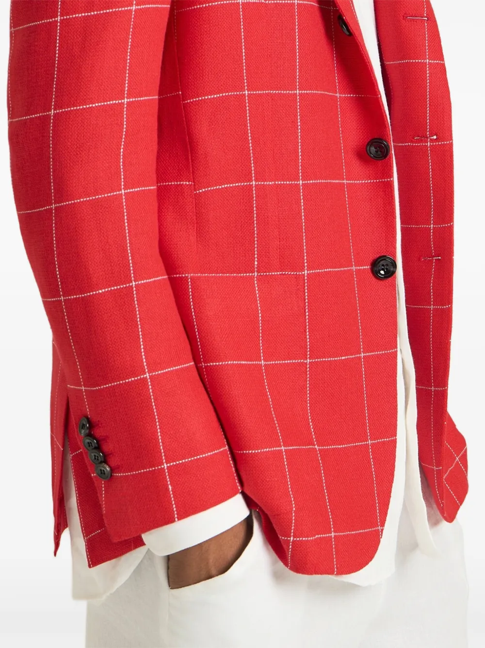 Kiton checked single-breasted blazer Rood