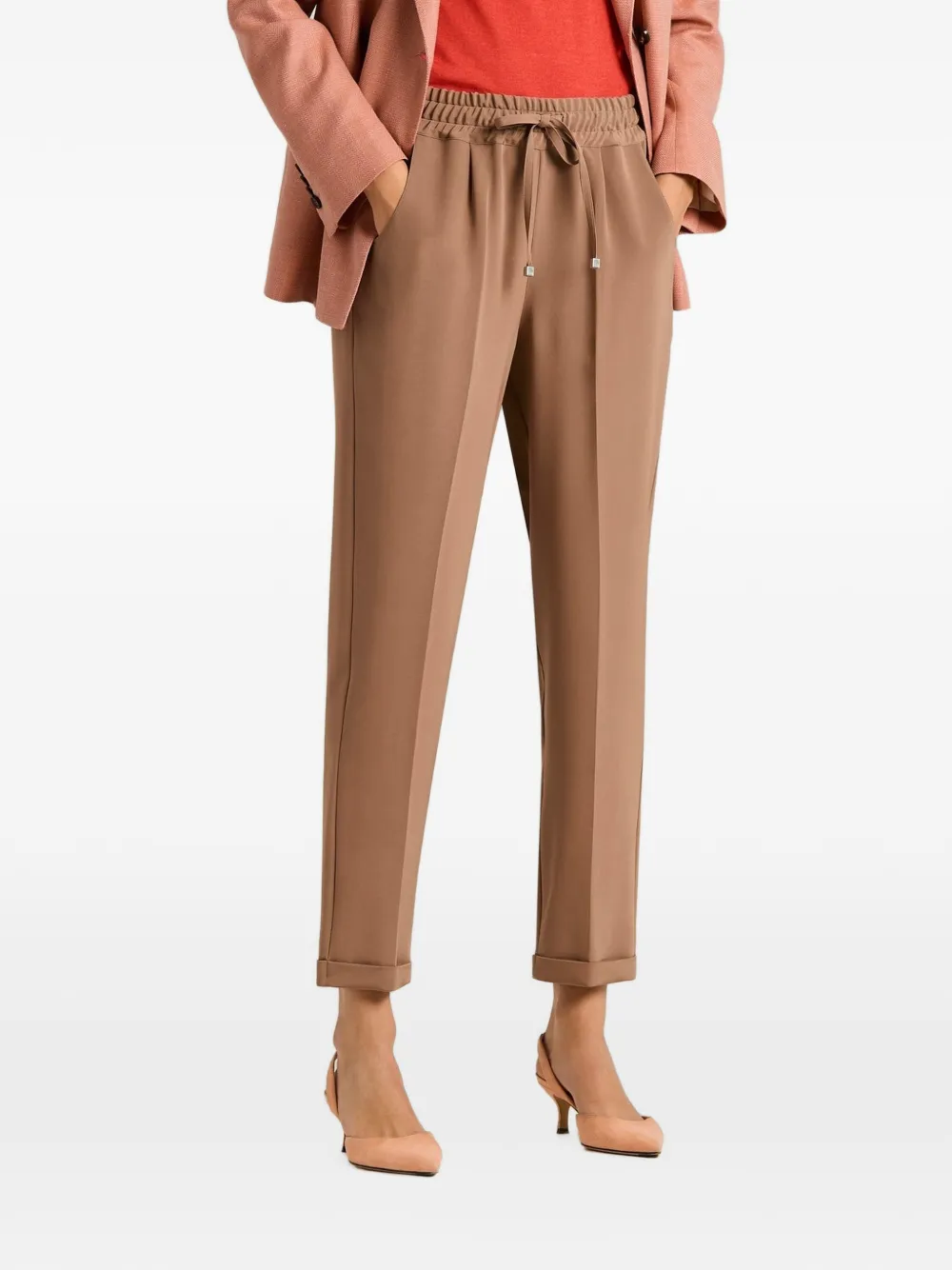 Kiton drawstring-waist turn-up trousers Bruin