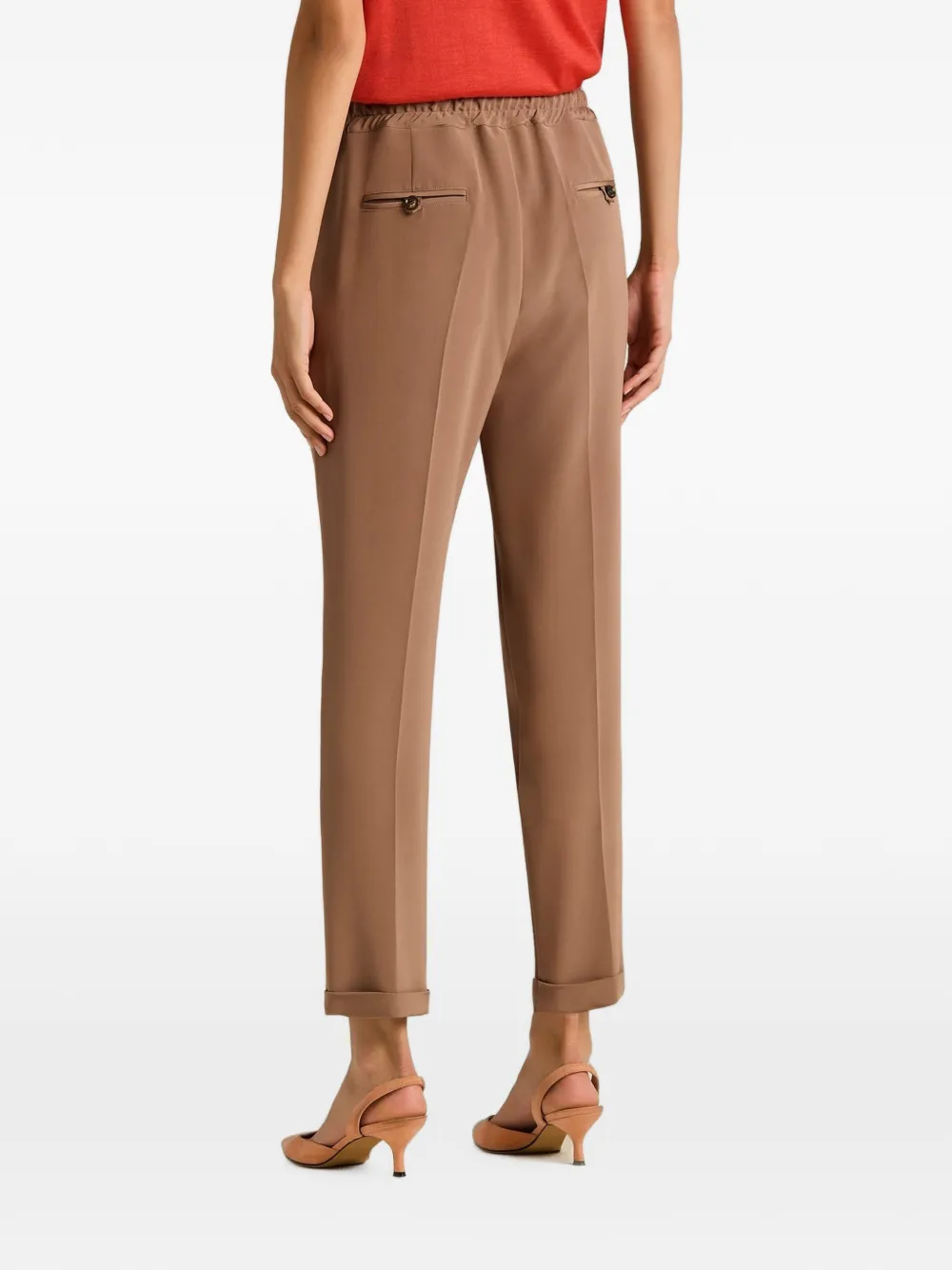 Kiton drawstring-waist turn-up trousers Bruin