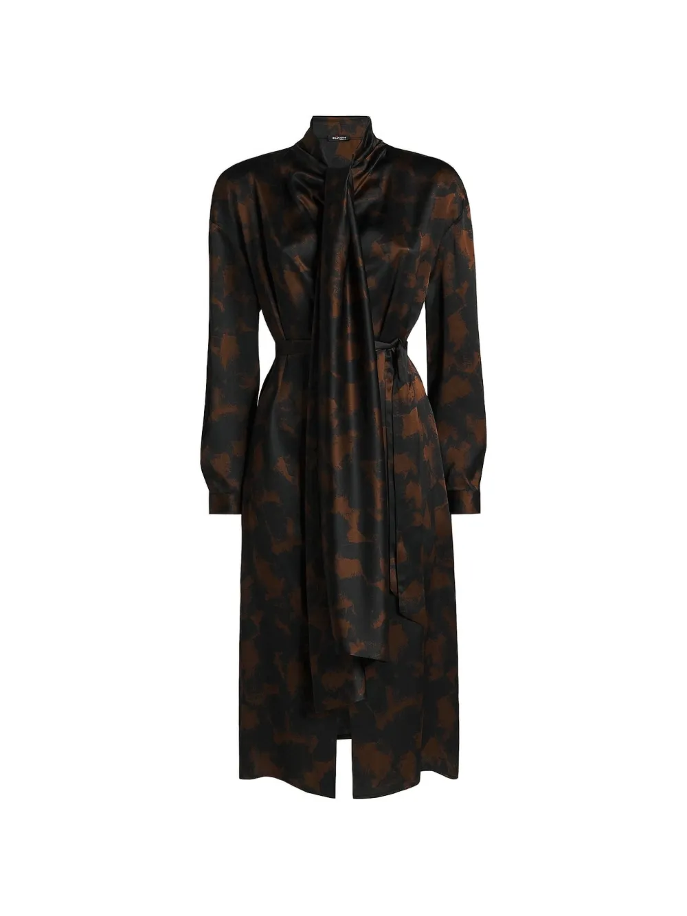 Kiton Midi-jurk met sjaalhals en abstracte print Zwart